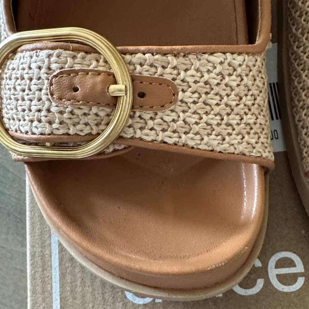 Dolce Vita Natural Tan Woven Buckle Platform Sandals - Picture 4 of 13